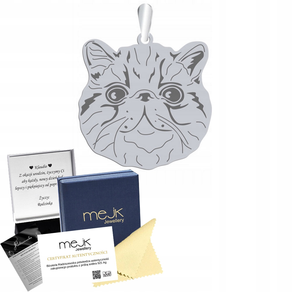 Stříbrný přívěsek s exotickou kočkou 925 Šperky Žena Přívěsek Gravírování