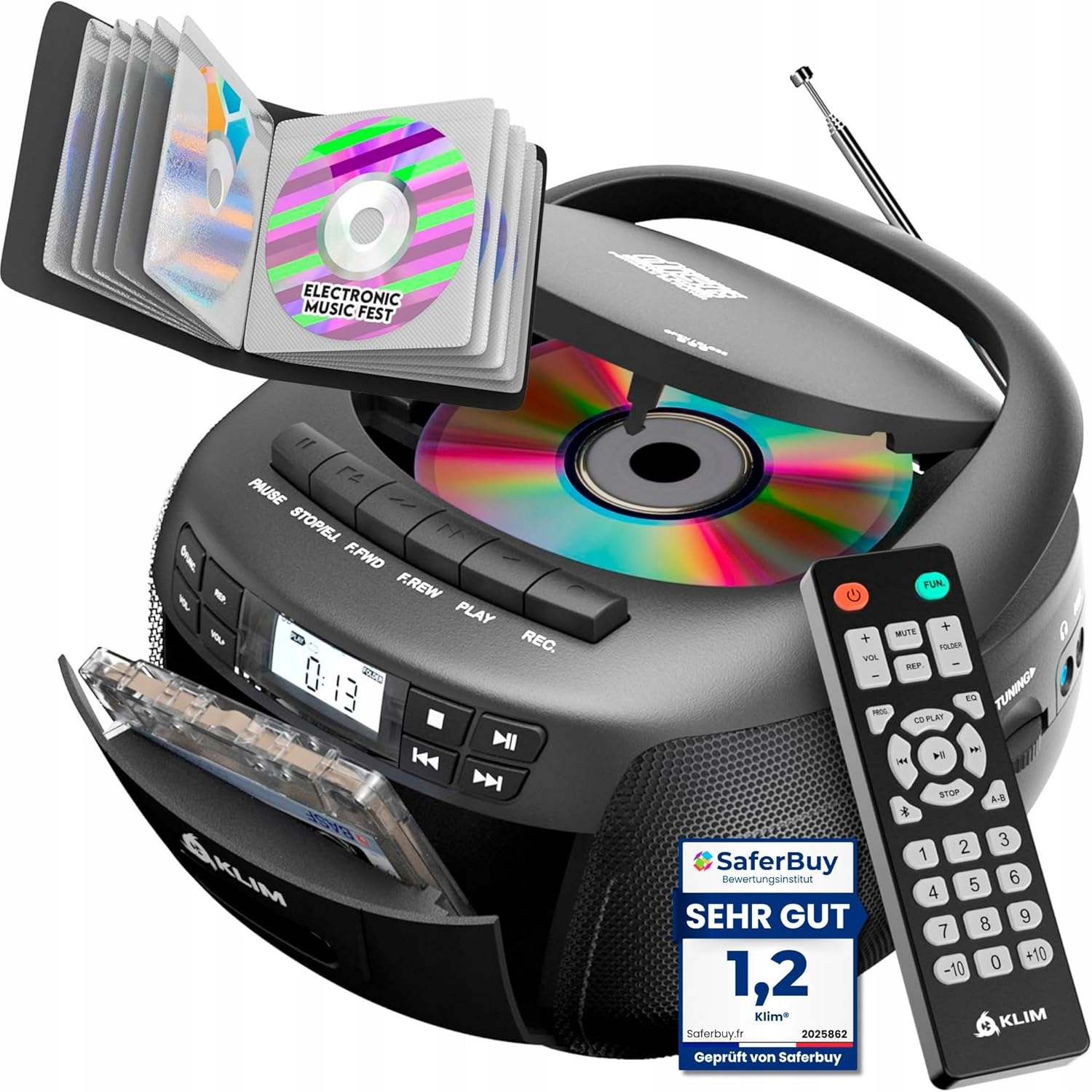 Odtwarzacz CD I Kasetowy Magnetofon Bluetooth Z Radiem I Usb Radio Am/fm