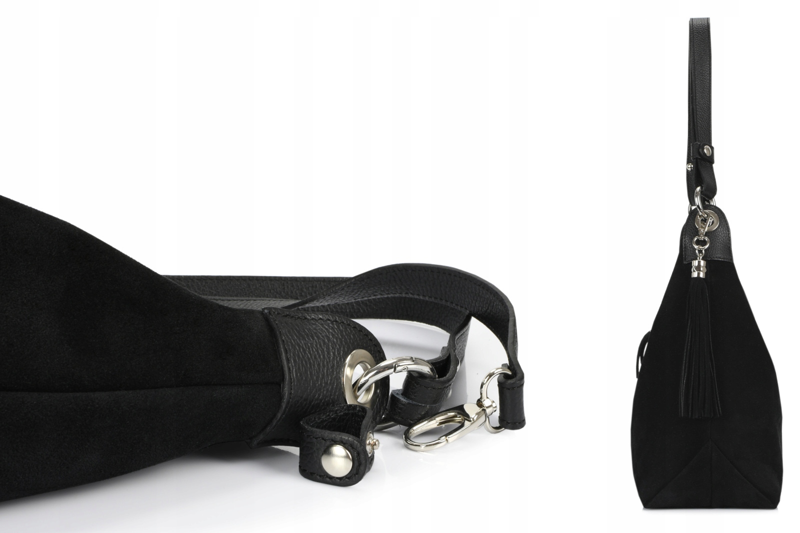 Torebka zamszowa czarna worek listonoszka LOCCATI Kod producenta L02130n