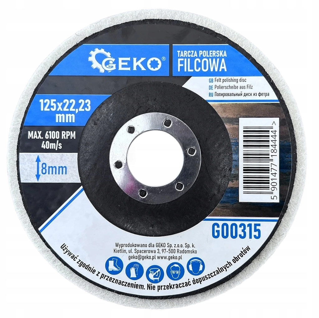 TARCZA POLERSKA FILCOWA FILC PEŁNA 125mm Marka Geko