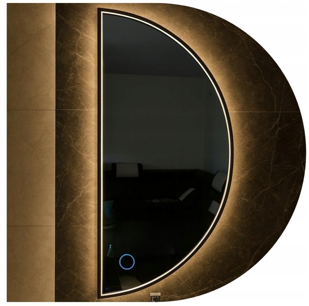 Zrcadlo Půlkruhové Měsíc 90x45 Ledový Dotykový Spínač Podsvícený Led