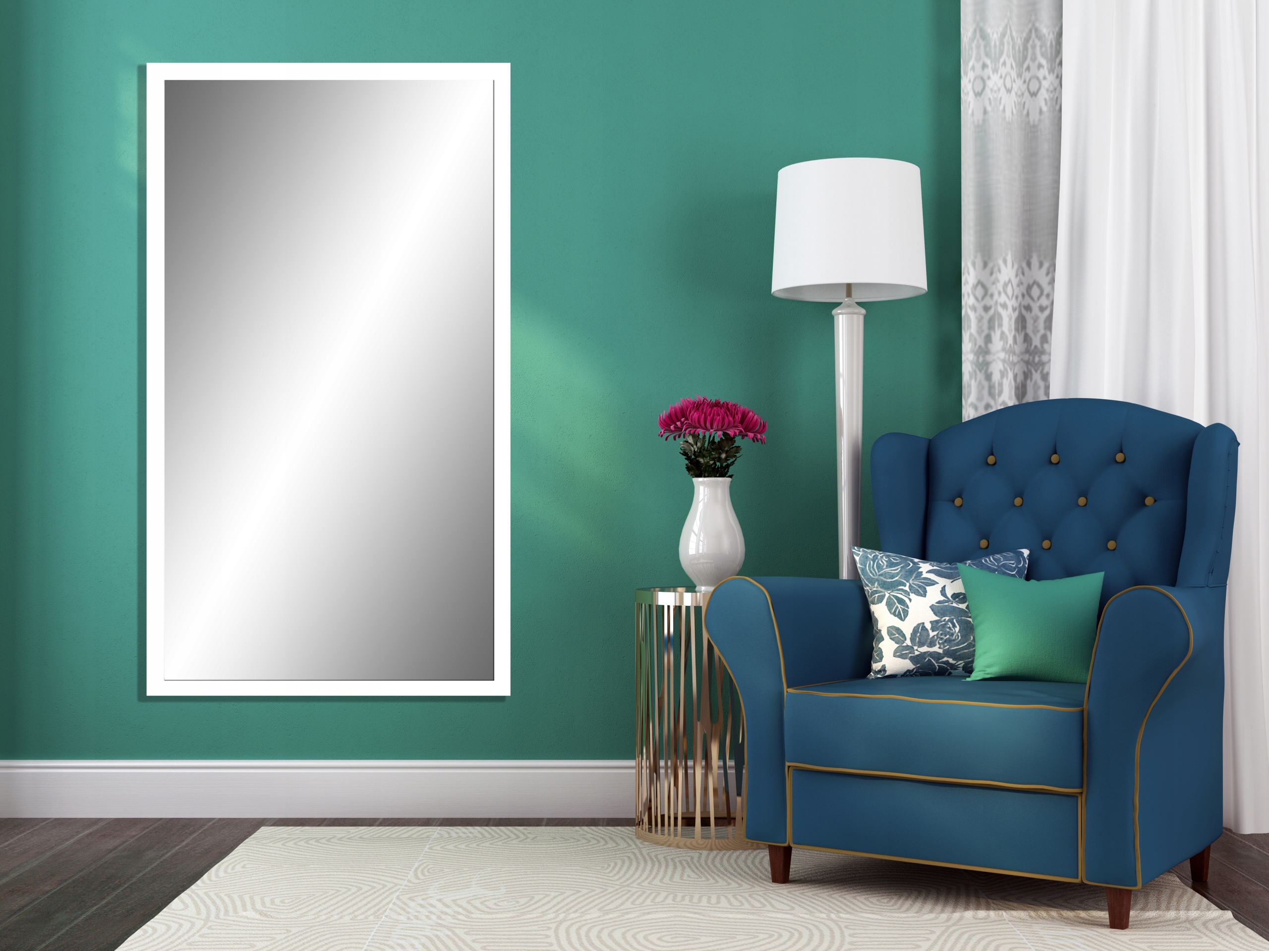 LUSTRO 90x60 BIAŁE LUB CZARNE WĄSKA RAMA Wysokość 930 mm