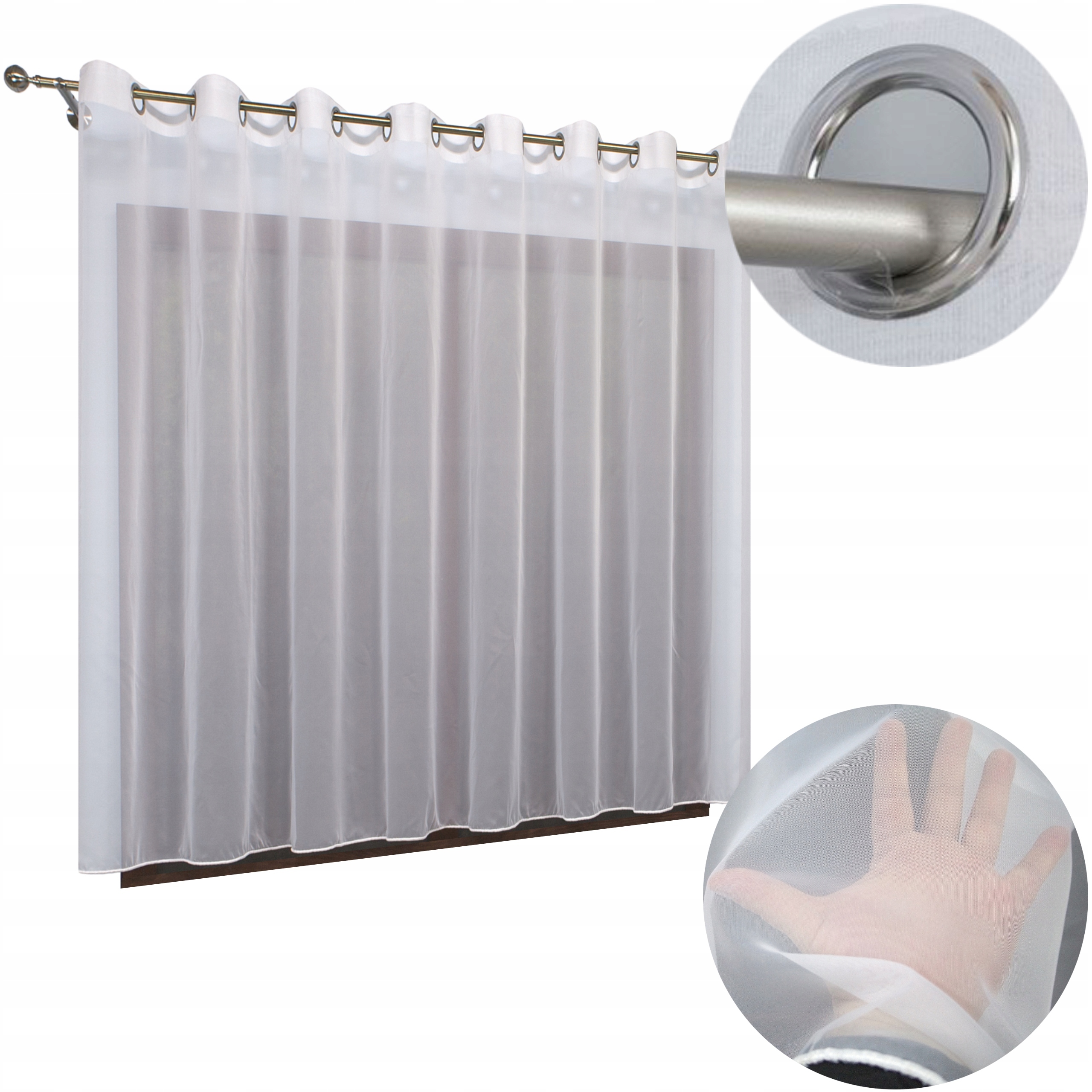 Hladká Hotová Záclona Bílá Voál Oka S Olovnicí Nav-Hess 600x130