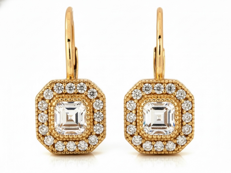 Zlaté náušnice pro ženu 585 – elegantní klasické anglické náušnice se zirkony