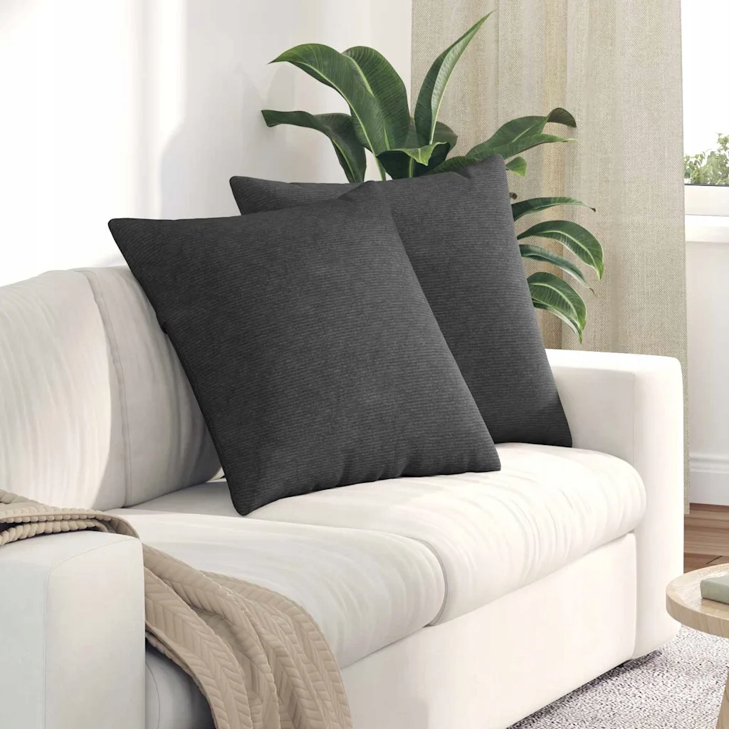 vidaXL Pohovkové polštáře 2 pcs Tmavě šedá 60 x 60 cm Žebrovaná látka