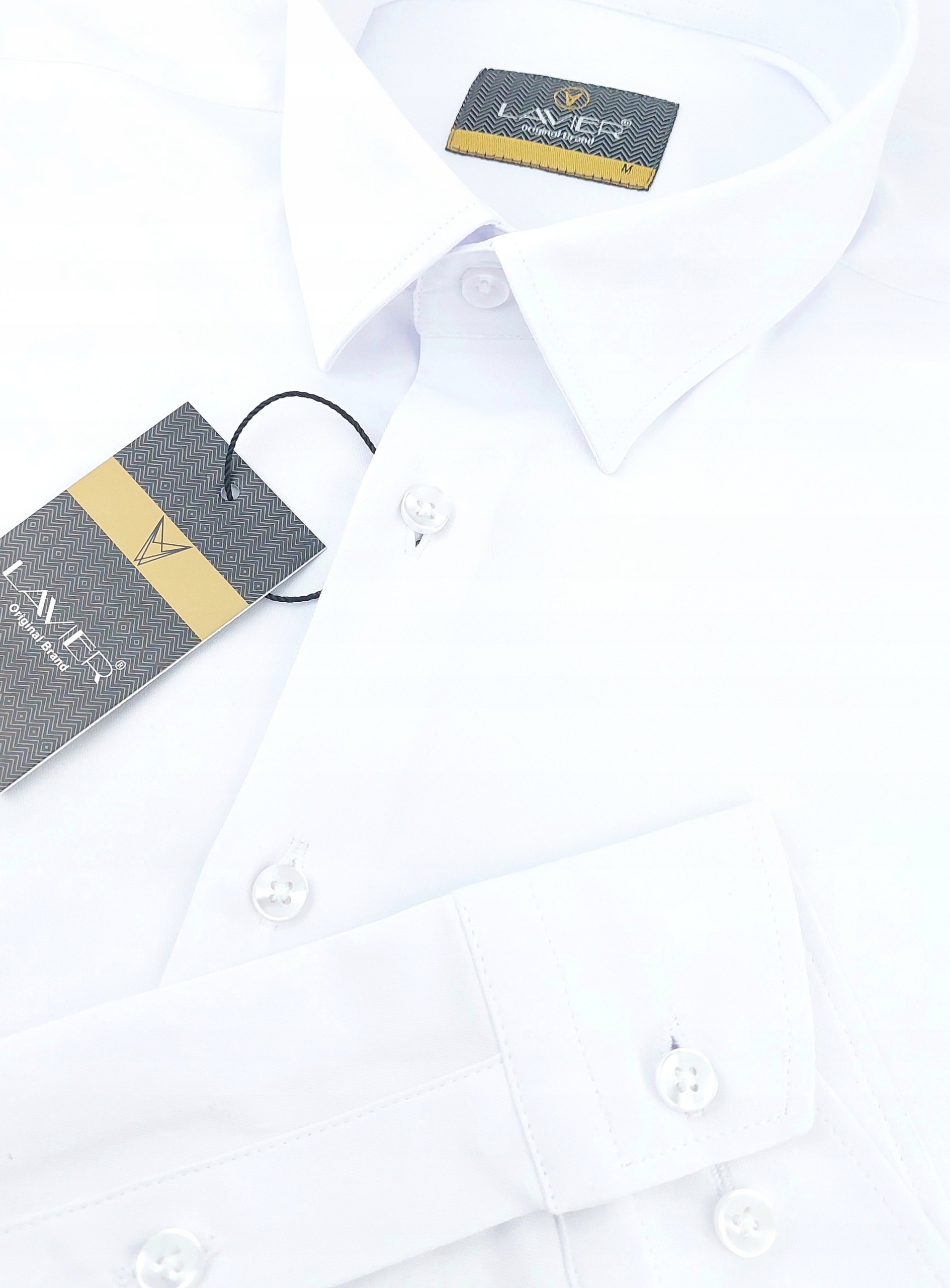 Koszula męska Biała dopasowana Lavier - SLIM FIT Bawełna Rozmiar S Rozmiar S