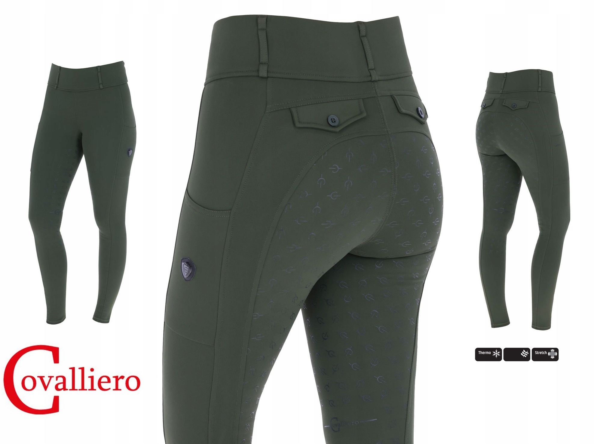Bregginsy/Legginsy termiczne ocieplane, zimowe Covalliero zielone r.32/34