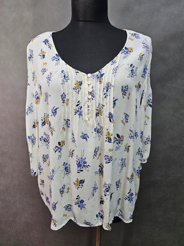 Bonmarche bluzka biała kwiaty fioletowe maxi 52 Marka Bonmarche