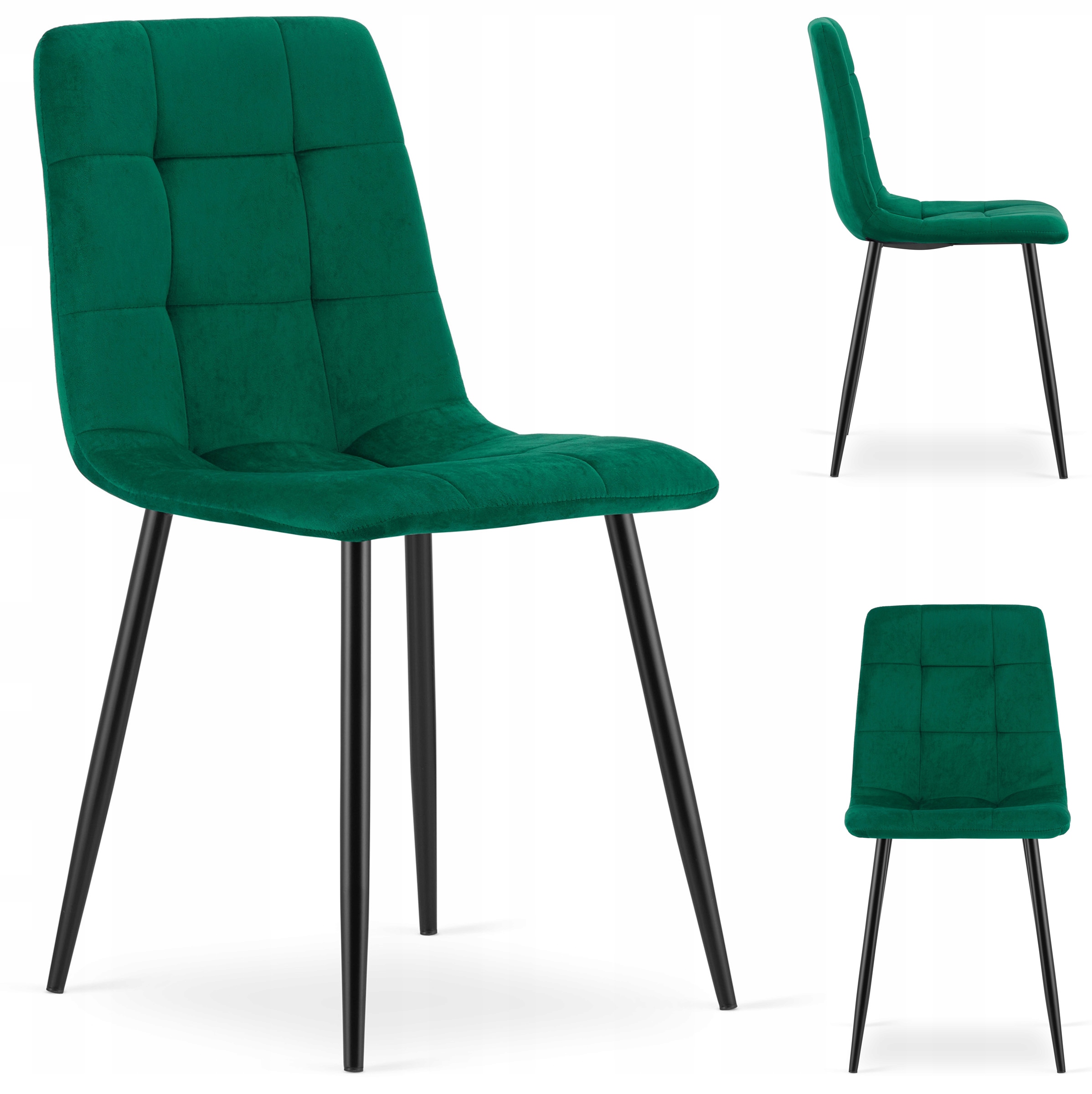 Krzesło Tapicerowane Welurowe Velvet Do Salonu Kuchni Jadalni Cube Zielone