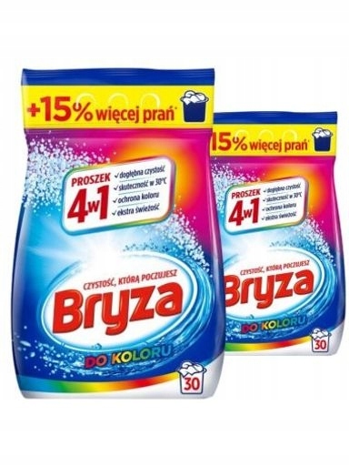 Levně Prášek na praní Bryza 4v1 na barvu 2 x 1,95 kg