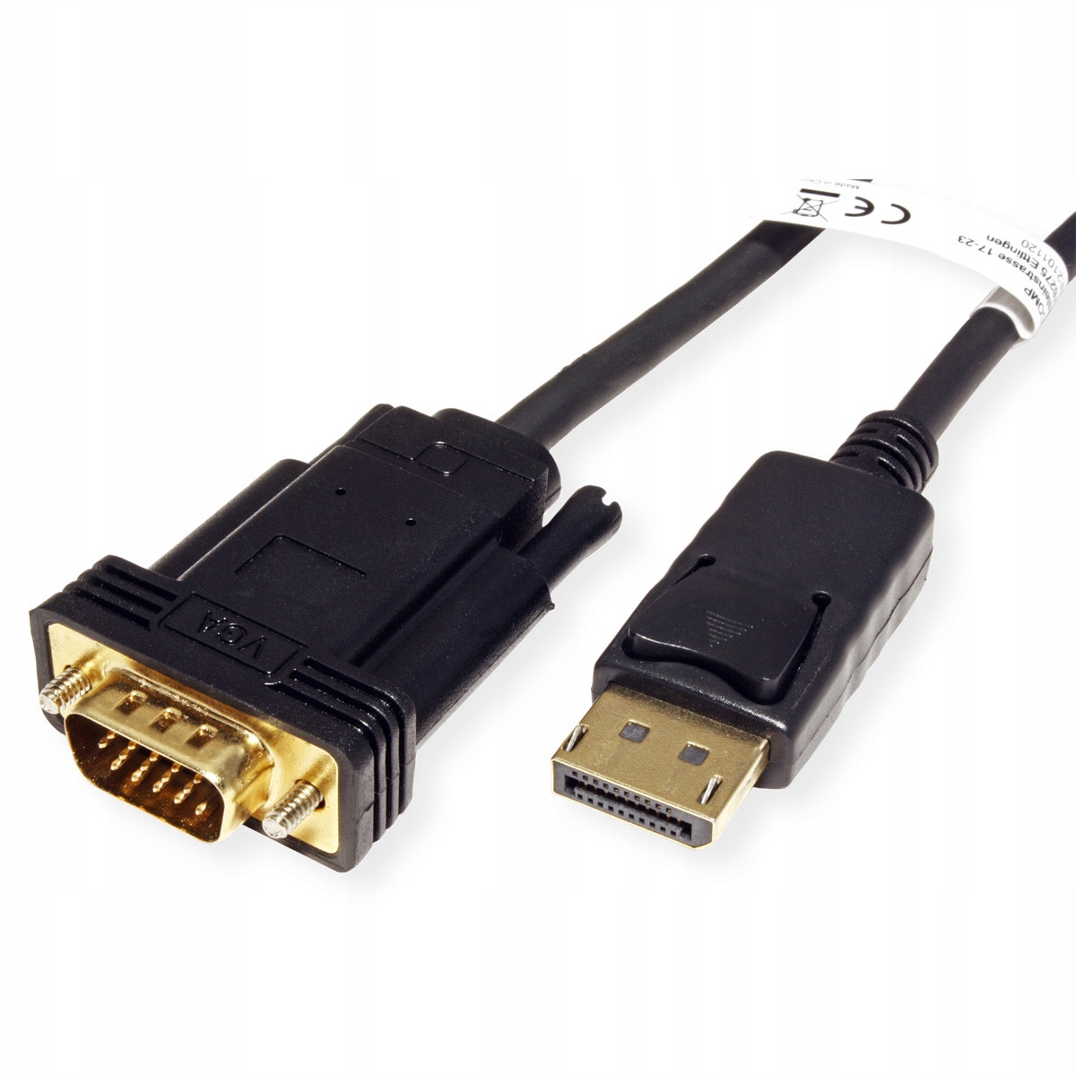 Kabel przewód DisplayPort - VGA M/M czarny 2m Stan opakowania oryginalne