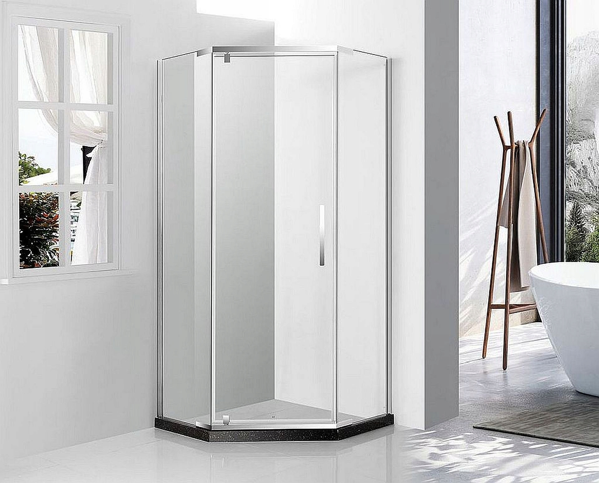 Pentagonální kabina 80x80 Easy Clean Průhledná Sea- Horse