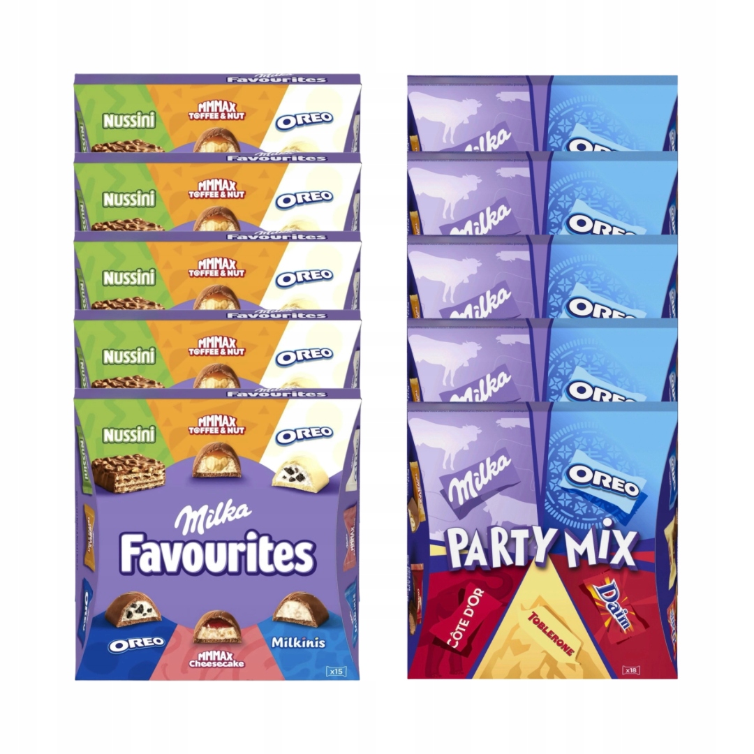 Zestaw Czekoladek Milka Party Mix 5x143g i Favourites 5x141g