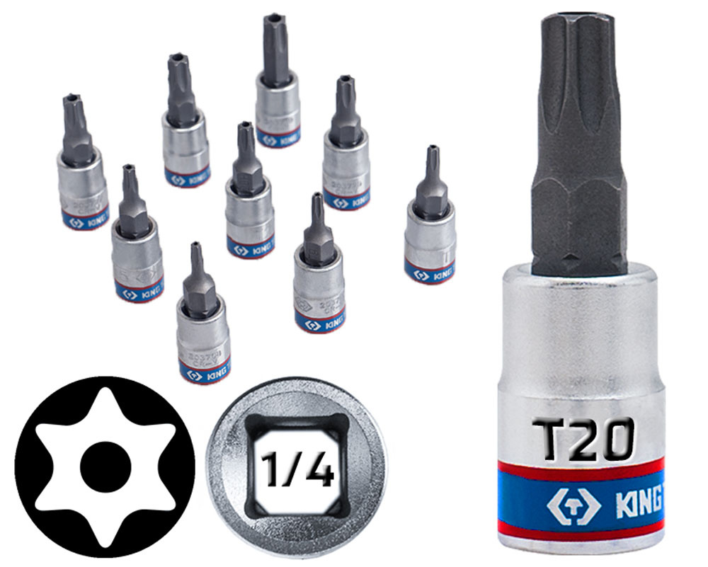 King Tony Klucz Nasadka 1/4 Cr-V Bit Torx Z Otworem Tx T 20 x 37 mm 203720
