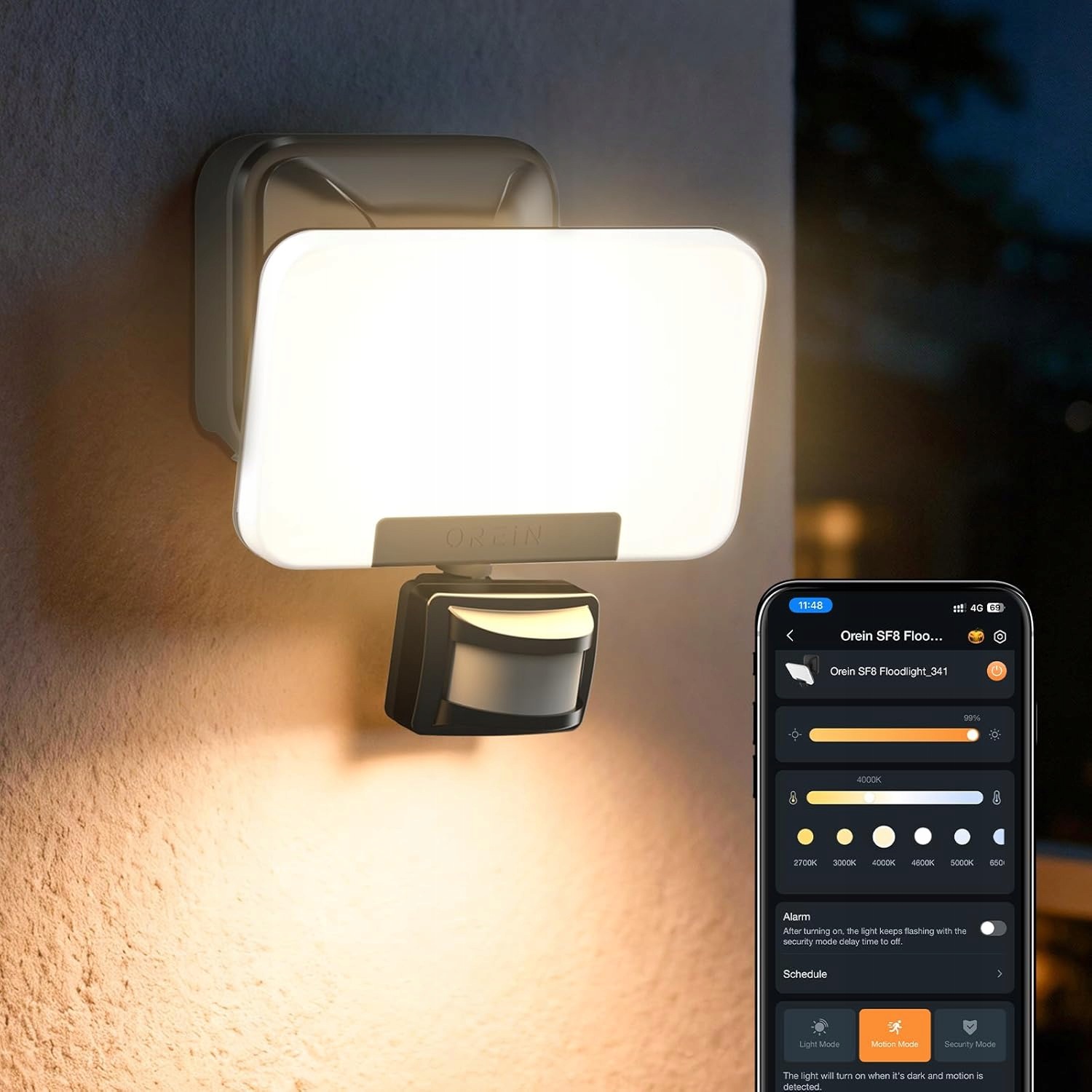 Zahradní nástěnné svítidlo OREiN černé s integrovaným Led zdrojem 28 W