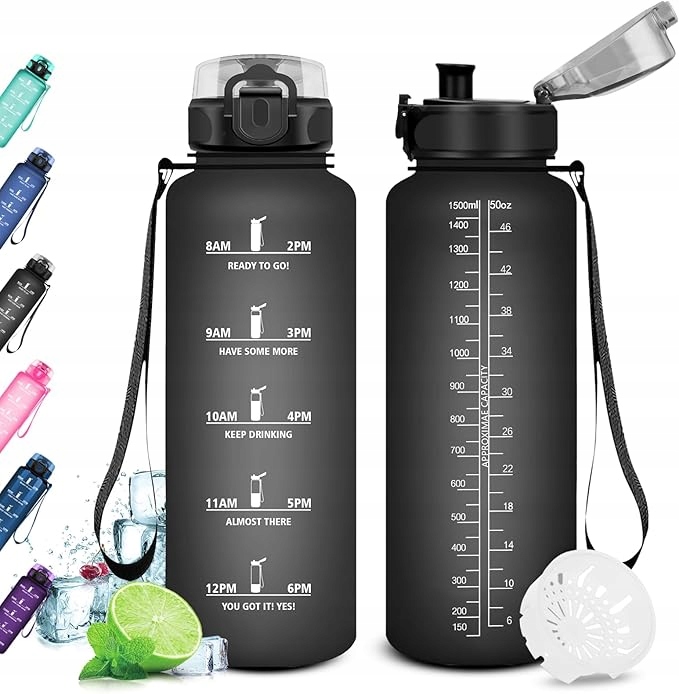 Butelka motywacyjna KollyKolla 1L Tritan z filtrem Bpa Free