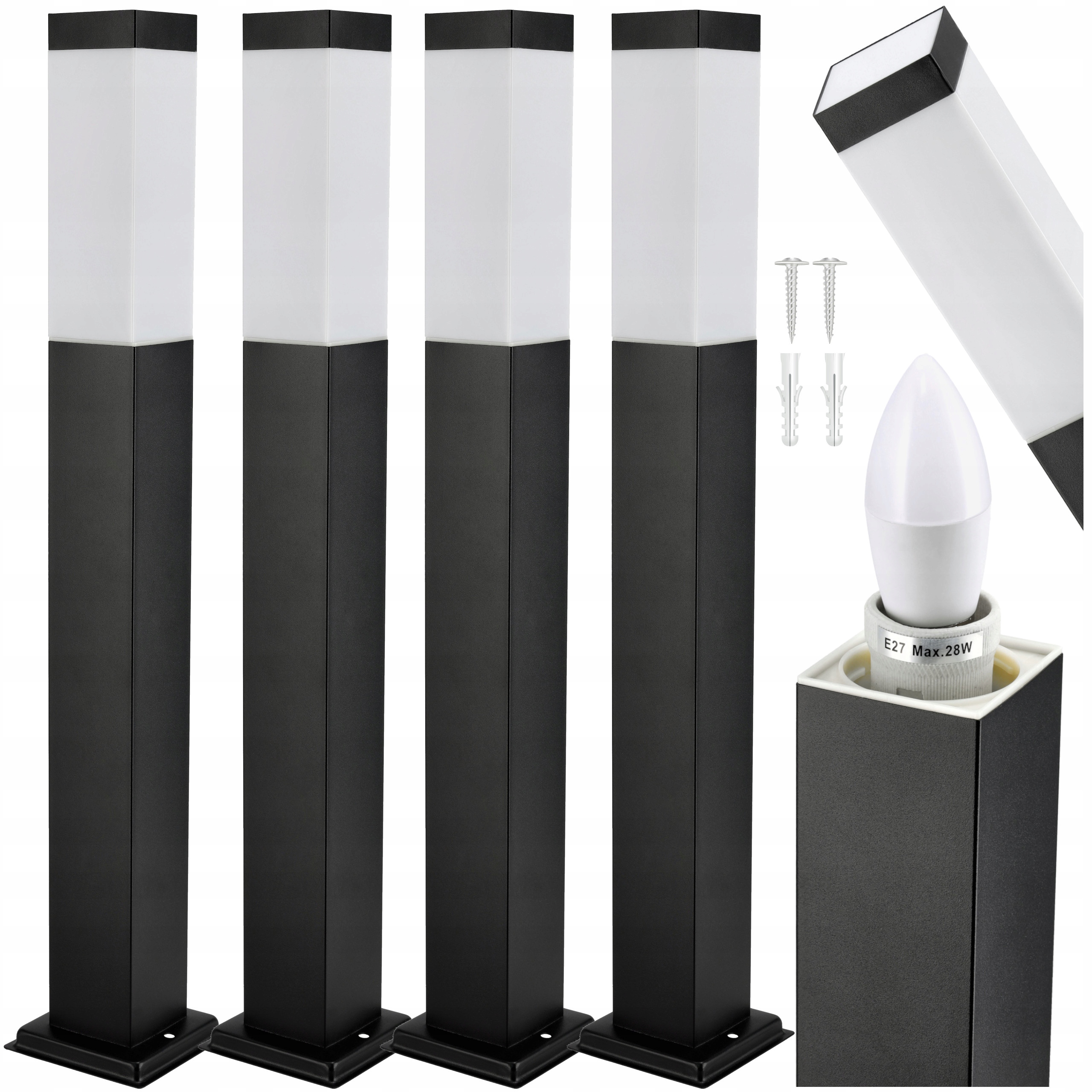 Słupek Ogrodowy Stojący Lampa Ogrodowa Led 60cm E27 4x Zestaw