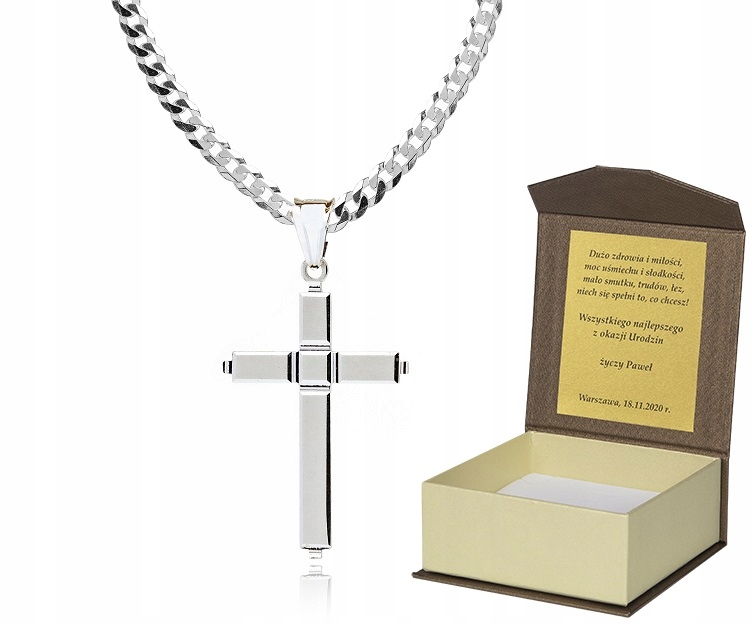 925 Stříbrný řetízek s křížkem Dedikace 50 cm P2K1