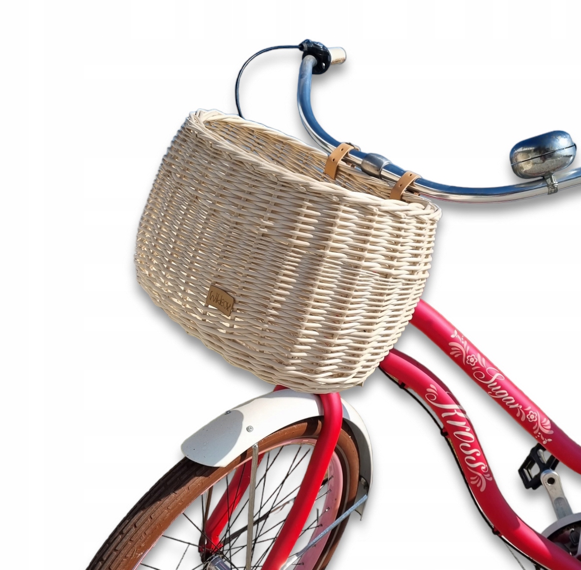 Koszyk na Rower Wiklinowy Kosz na Paski Wodoodporny Duży WikliBox - ECRU