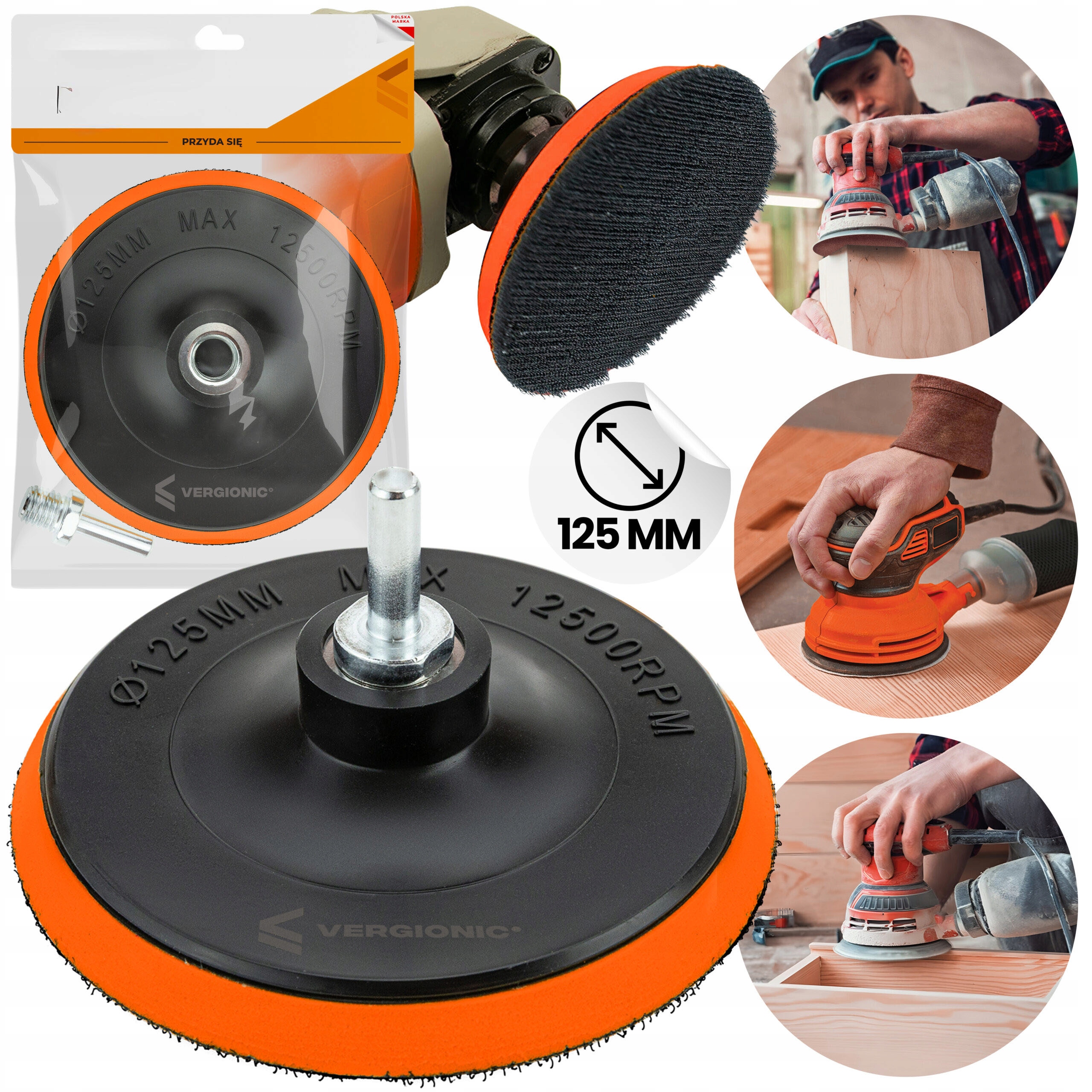 Dysk szlifierski 125 mm M14 adapter do wiertarki rzep elastyczny
