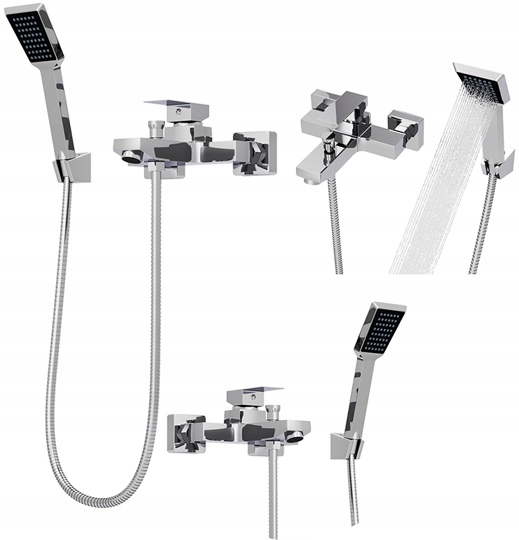 Set Vaňová Batéria S Hadicovou Sprchou Hlavica Držiak Strieborný Chróm Caro