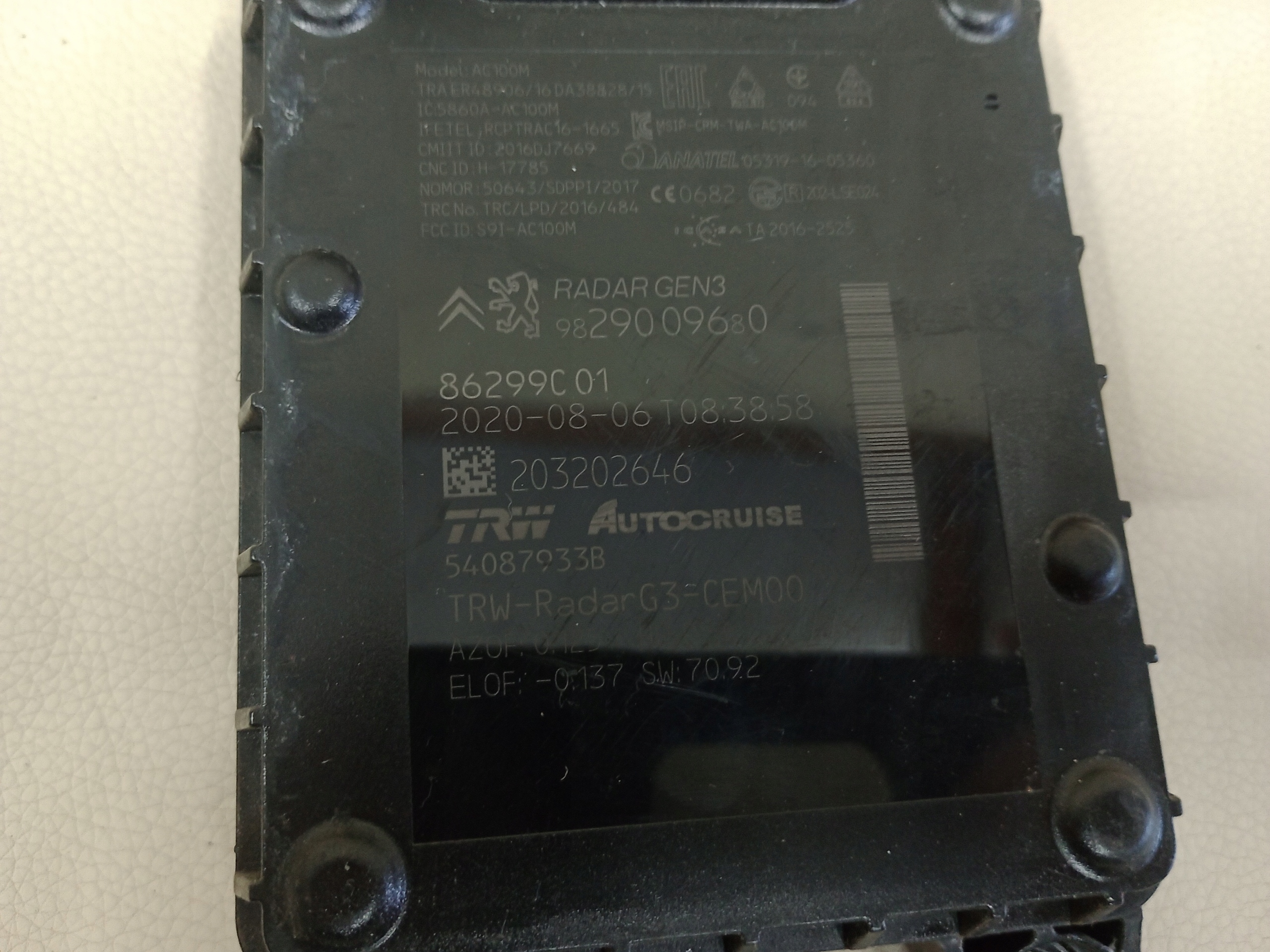 CITROEN C4 PICASSO II 2013+ датчик скорости перед