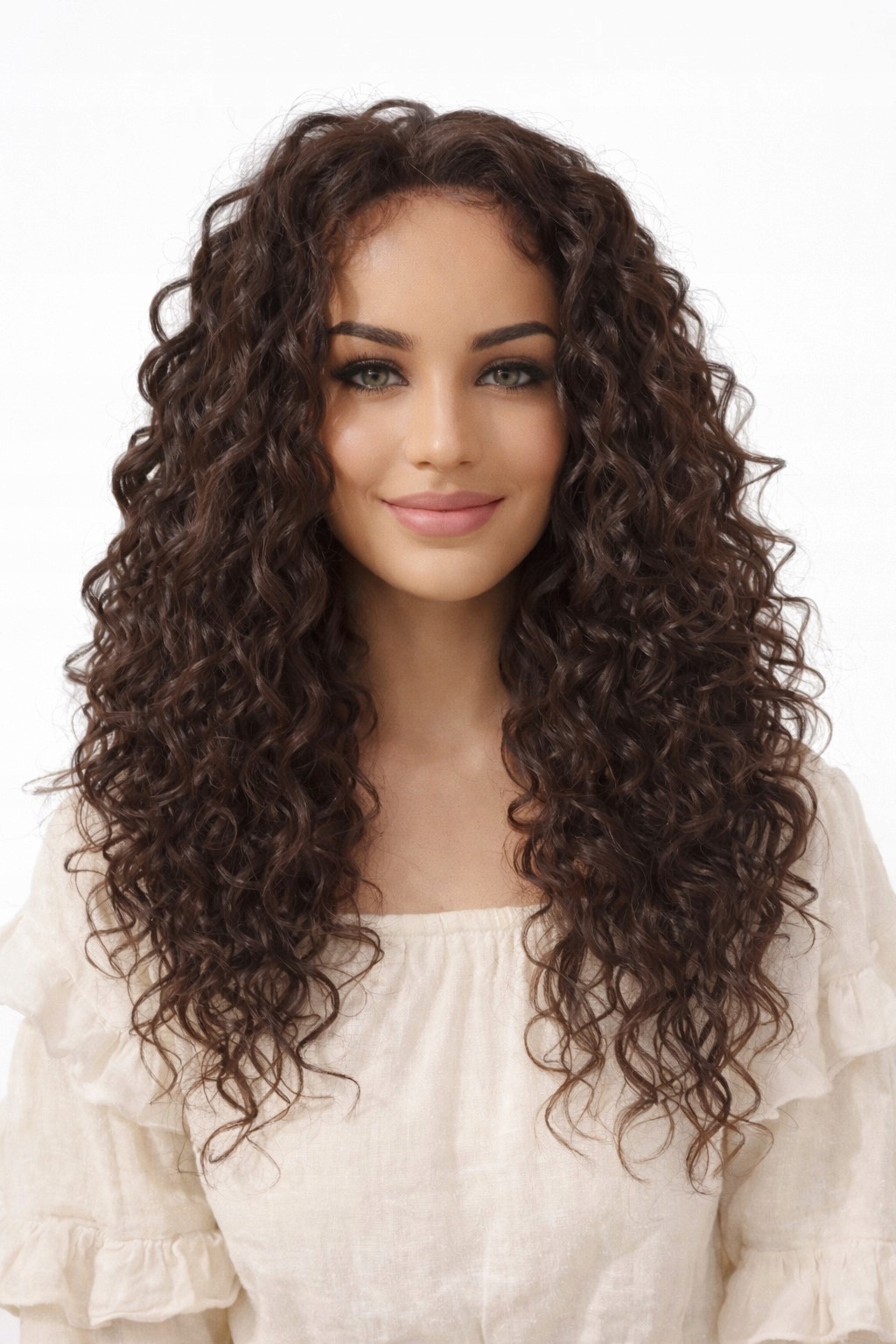 Dlouhá paruka na mikrokůži, afroloky bez ofiny, hnědá Margaritta