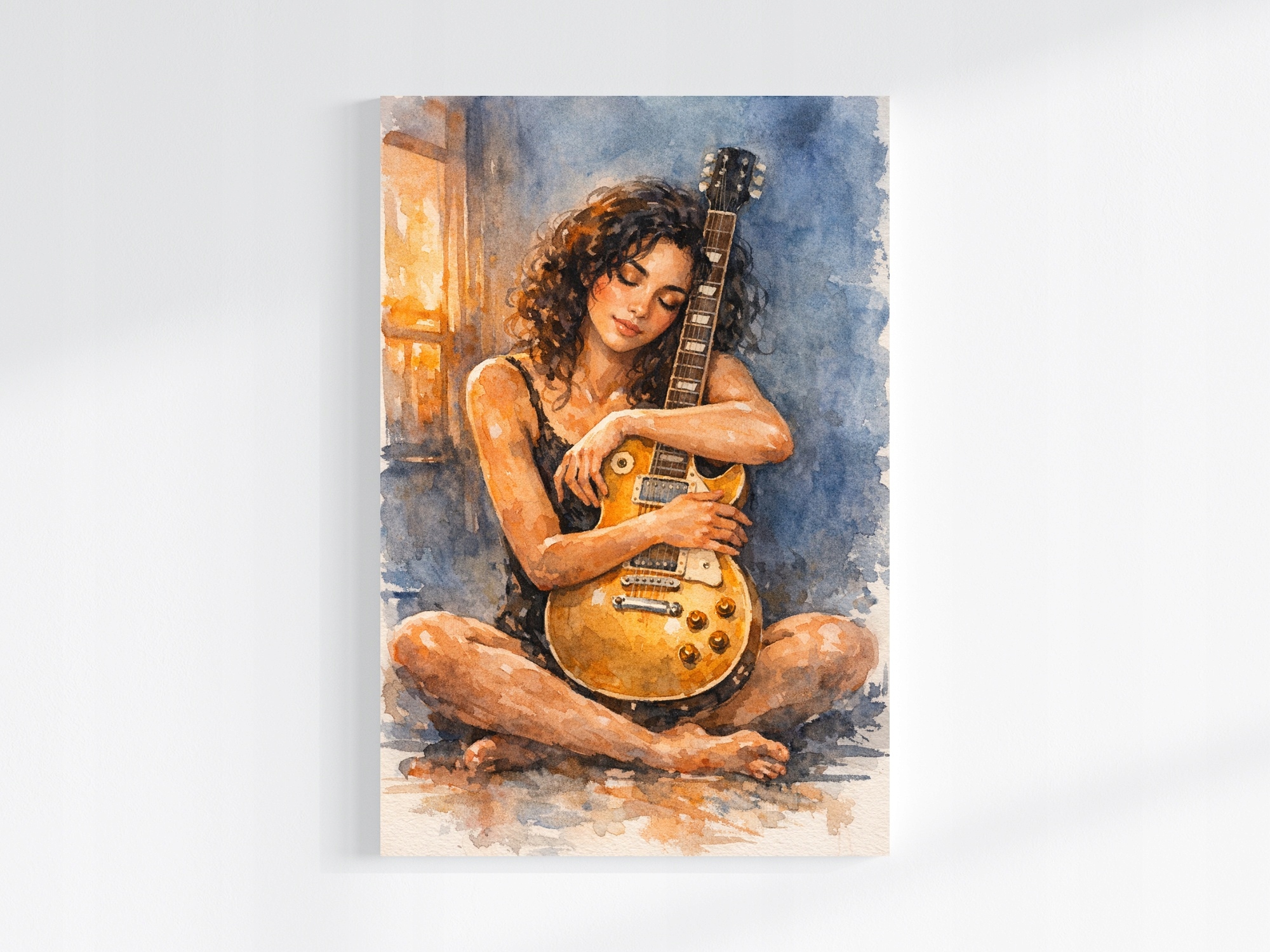 Obraz Na Plátně Canvas Portrét Žena Dívka Kytara Hudba 80x120