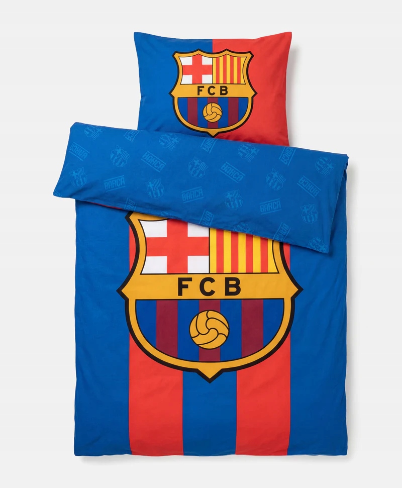 Fc Barcelona Pościel Klubowa 140 x 200 CM Poszewka 60 X 50 Bawełna 100%