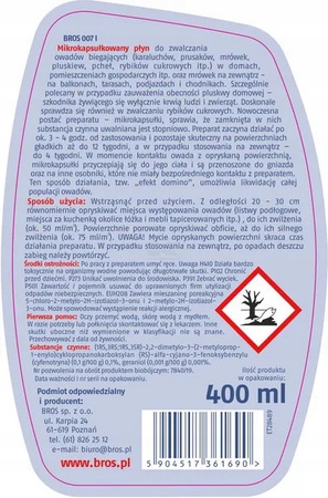 Bros 007 na pluskwy i rybiki cukrowe, 400ml Marka inny