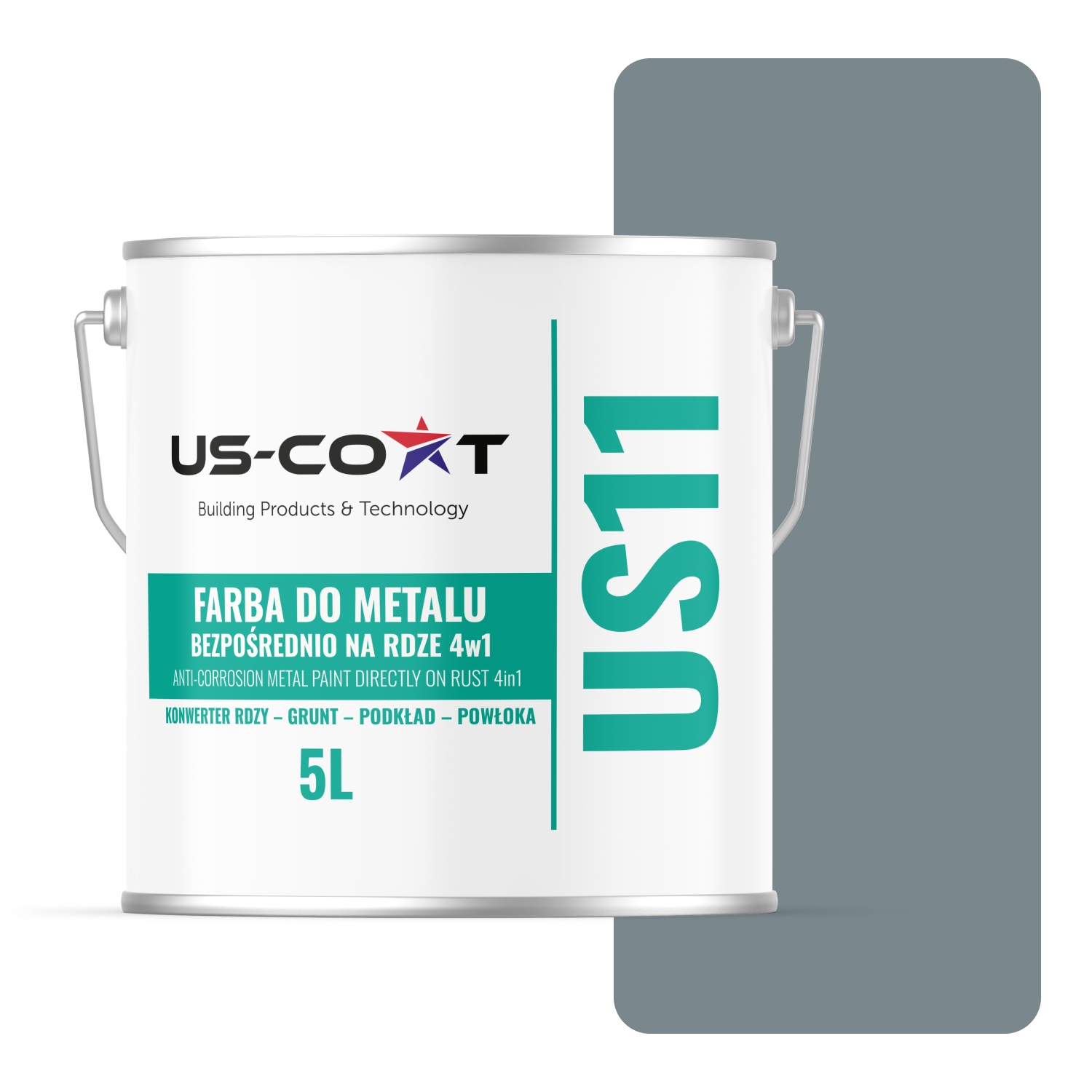 Farba Na Kov Na Hrdzu Plech Pozinkovaná 4v1 Veverička Šedá RAL7000 Lesk 5L