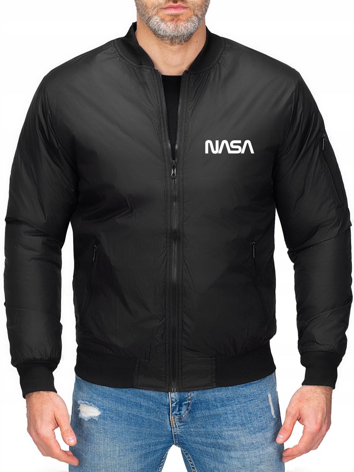 Pánská Bomberová Bunda Bomber Přechodová Nasa Černá XXL