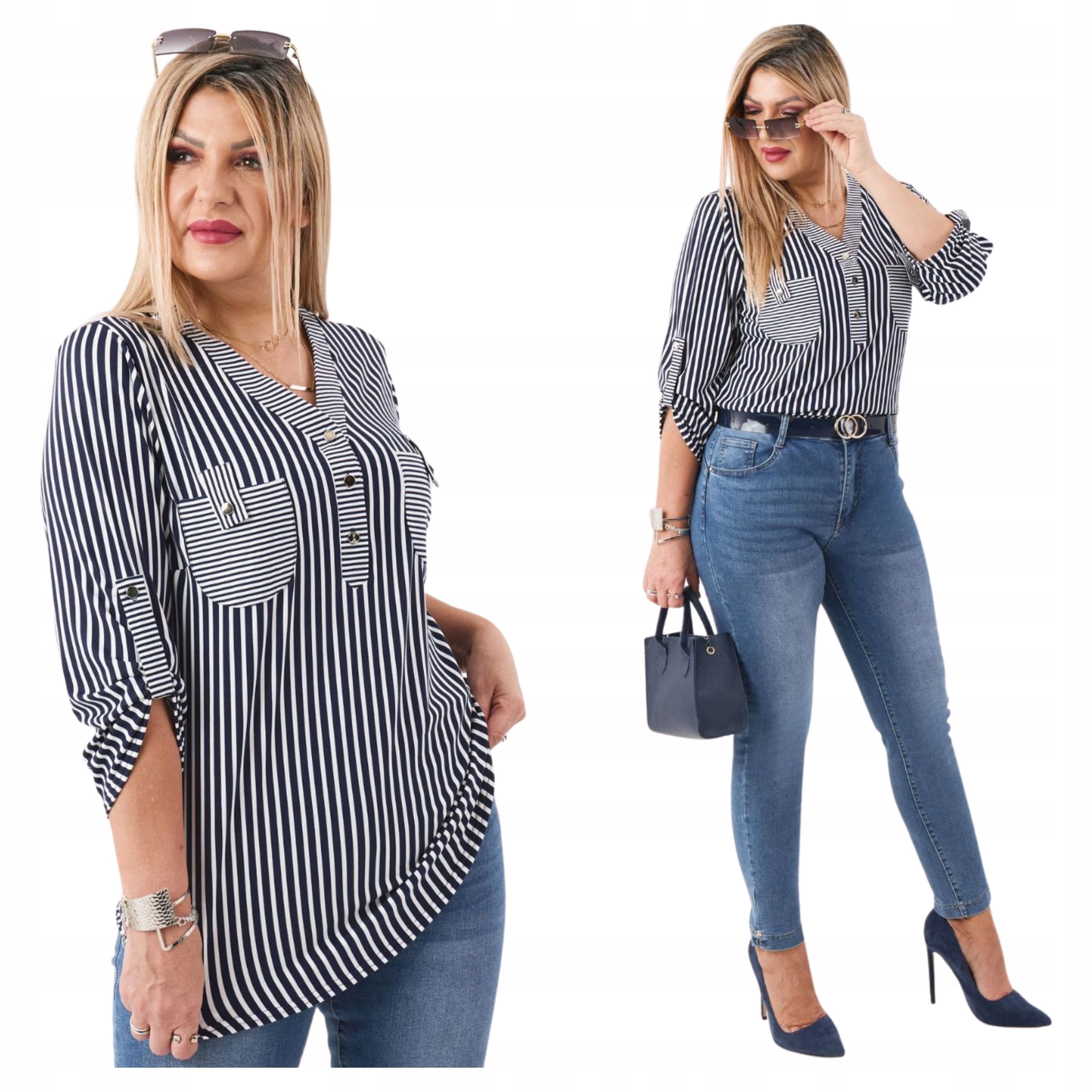 Bluzka damska w paski Polski Producent duże rozmiary z wiskozy