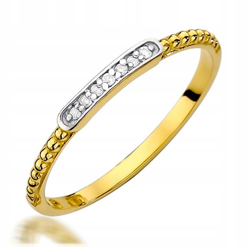 Złoty Pierścionek Obrączka Damska pr. 585 (14k) z Brylantami 0,035ct