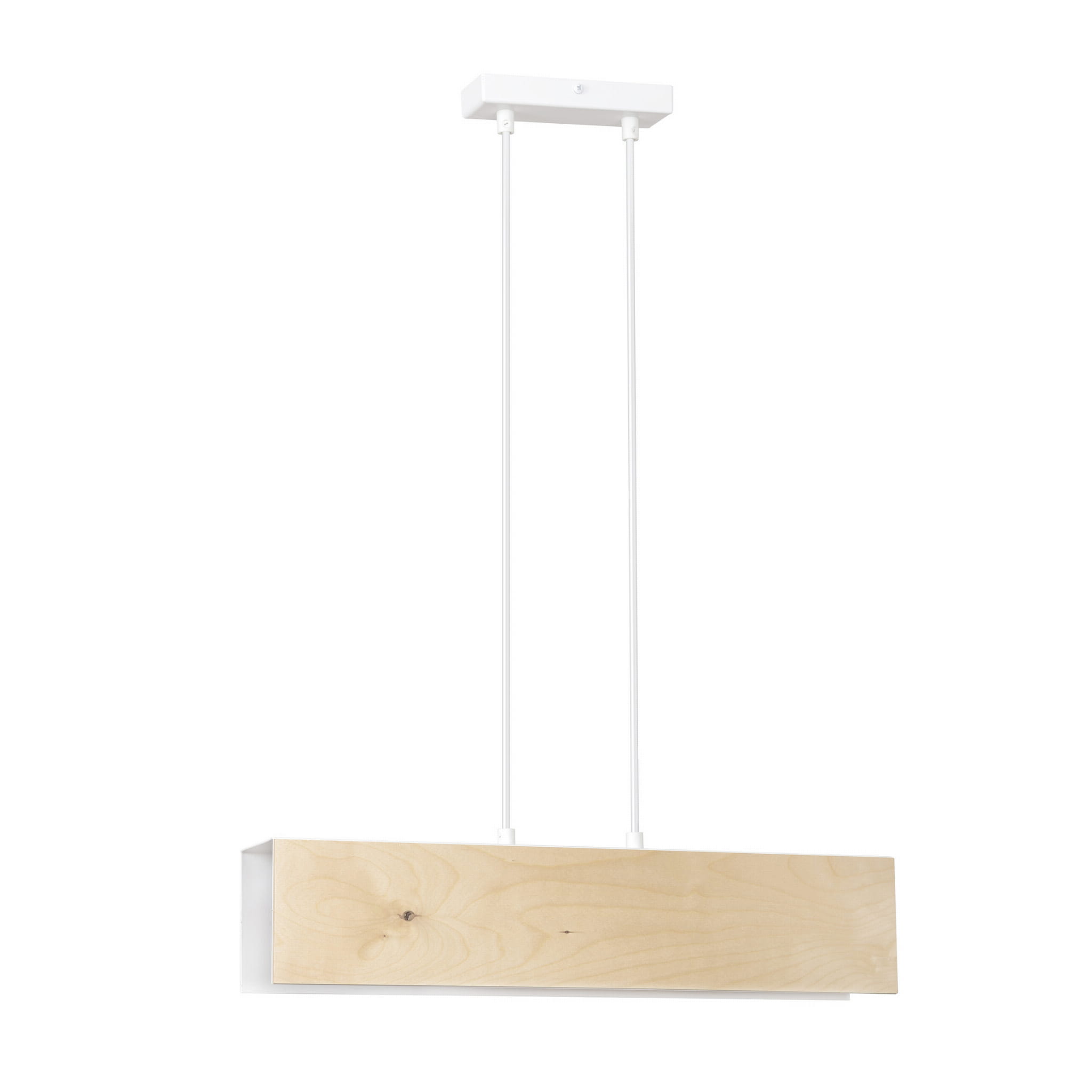 Závesná drevená lampa biela hnedá podlhovastá 48 cm nad stôl ostrova Emibig