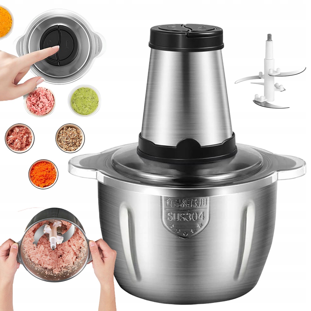 Mlýnek Na Maso 2 L Elektrický Nerezová Ocel S Čepelemi 300 W Výkon
