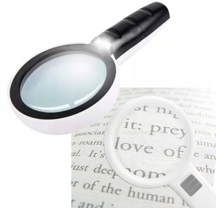 LUPA LED PODŚWIETLANA DO CZYTANIA SZKŁO POWIĘKSZAJĄCE 5X 95mm 3x LED