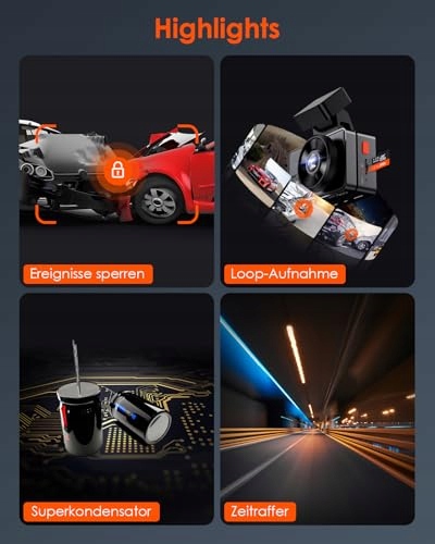 VANTRUE E2 Kamera Samochodowa 2.7K Przód Tył WiFi GPS 512GB 320° — miniatura 8
