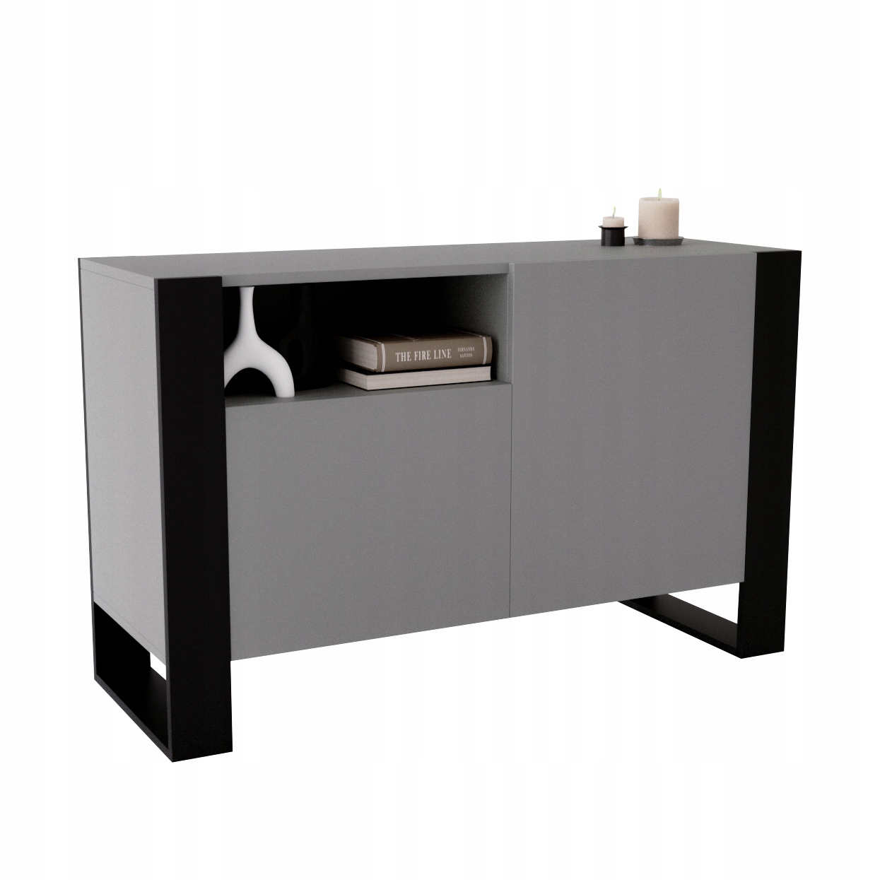 Komoda Karo 120 šedá, šedý design, loftový obývací pokoj,