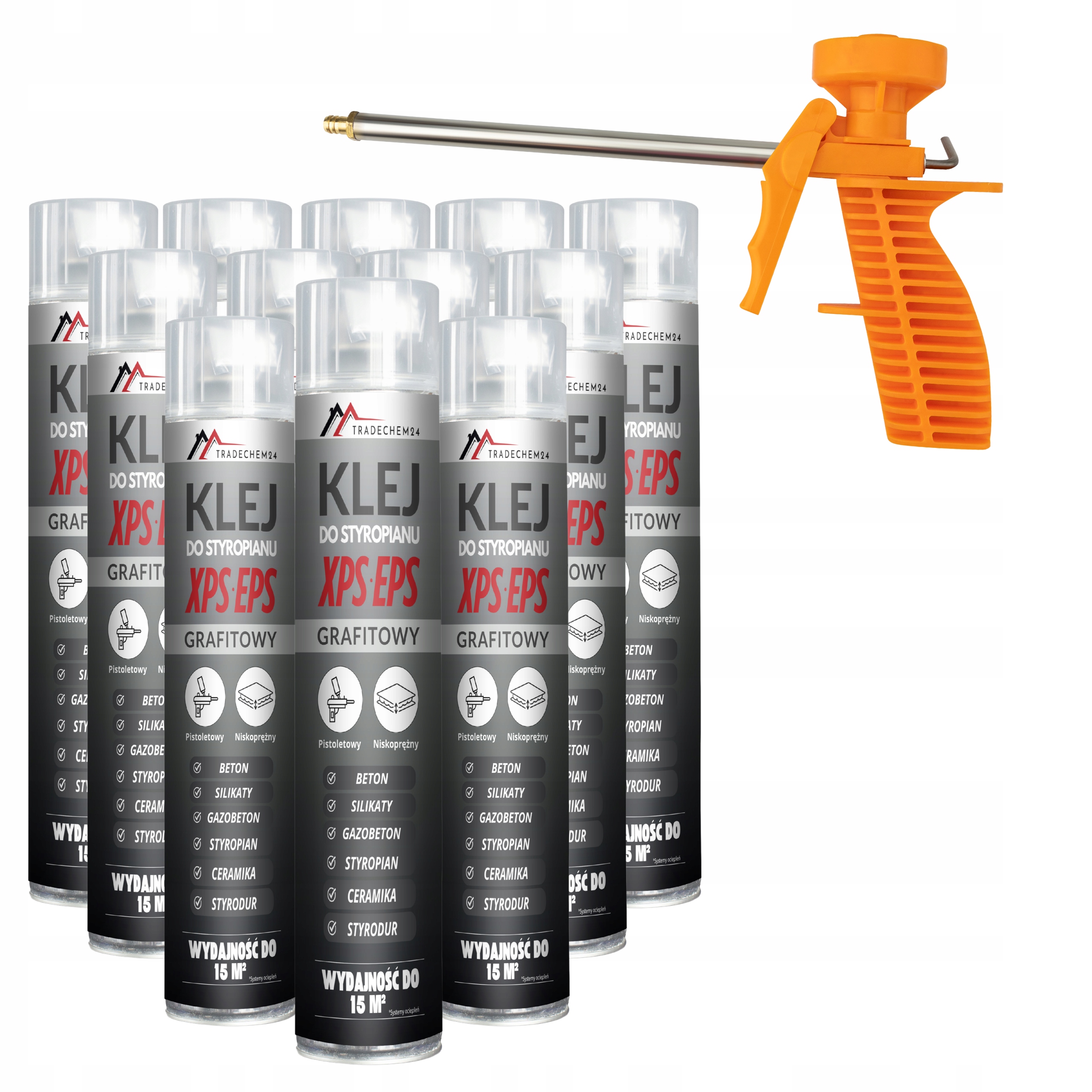 Grafitové Lepidlo V Pěně Na Polystyren 12 Ks Pěnové Lepidlo Pistole