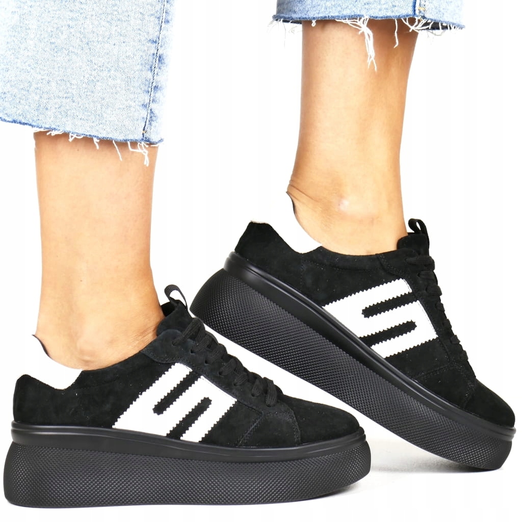 Dámské Kožené Polobotky S Tlustou Podrážkou, Černý Semišový Top