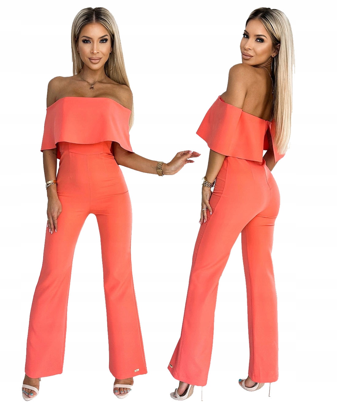 Efektní Kombinéza S Velkým Volánem A Odhalenými Rameny, Broskvová XL