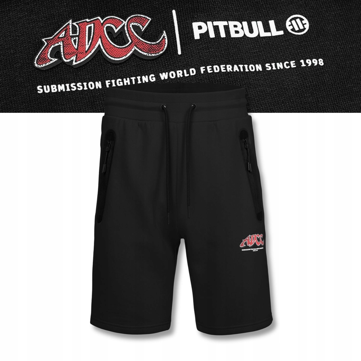 Pánské sportovní teplákové šortky Pitbull Adcc Dogwood s kapsami na zip