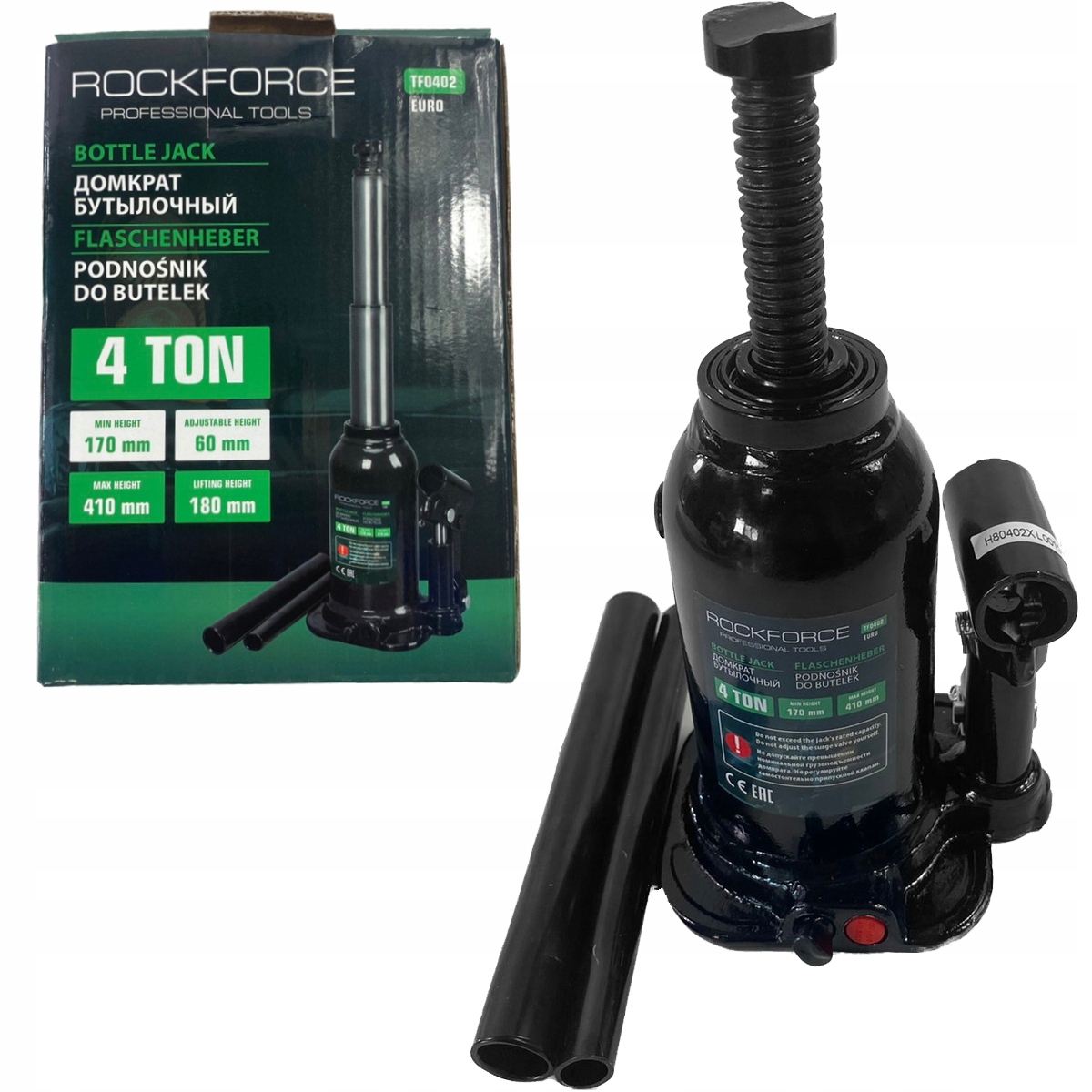 PODNOŚNIK SŁUPKOWY LEWAREK HYDRAULICZNY ŻABA BUTELKOWY 4T RockForce Minimalna wysokość podnoszenia 170 mm