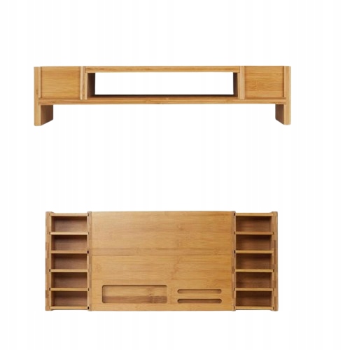 Podstawka Pod Monitor Nadstawka Polka Biurko Organizer Przegrodki Bambus