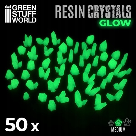 Green Glow Resin Crystals Medium kryształy 50 szt.