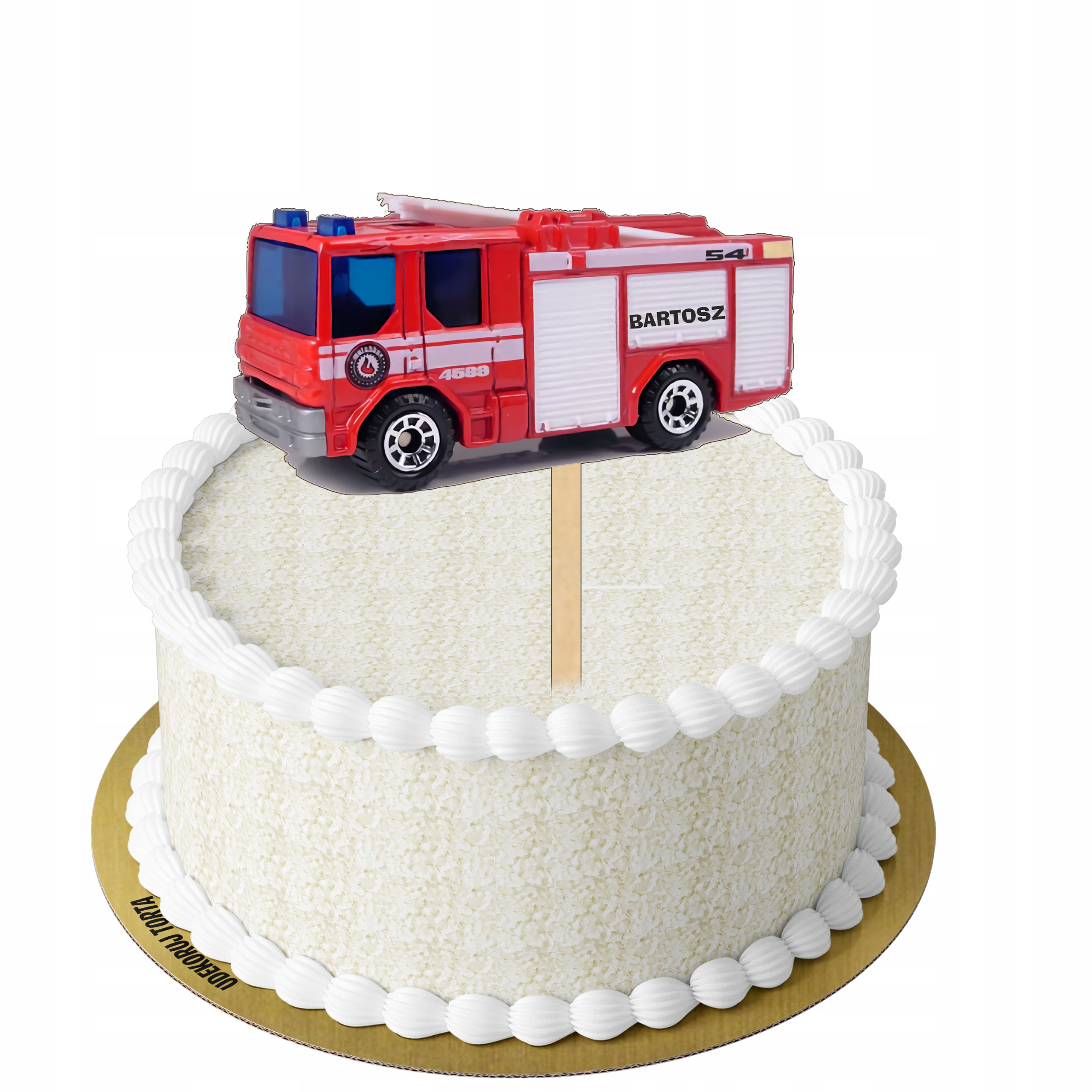 Topper kolorowy urodzinowy straż pożarana + IMIĘ