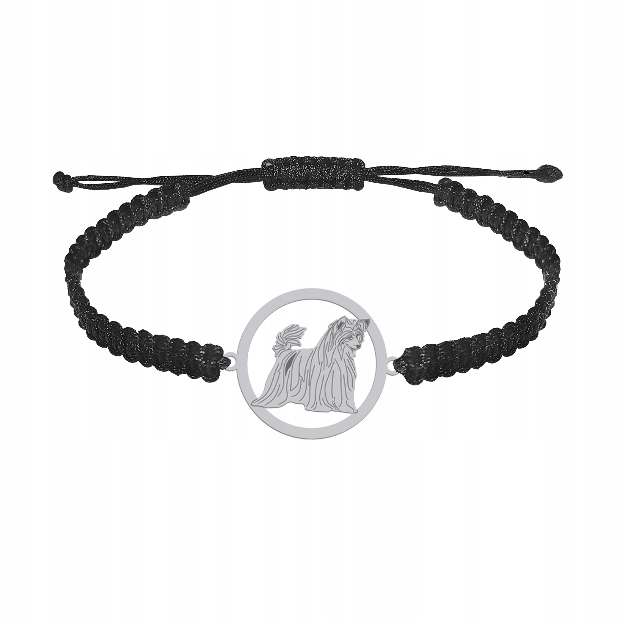 Stříbrný náramek se psem Hříbátko čínského prášku Puff 925 Makramé Gravírování