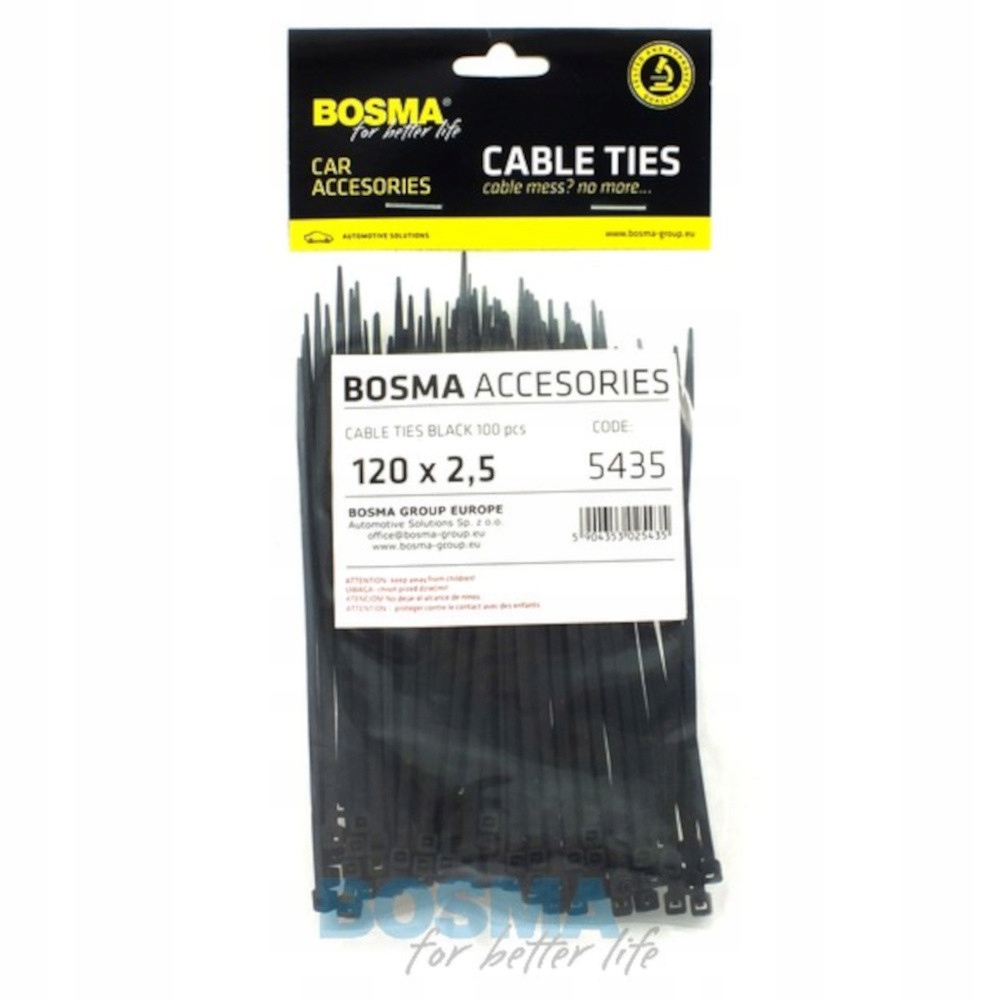 

Opaski Kablowe Czarna Bosma (100 szt) 2,5x120mm