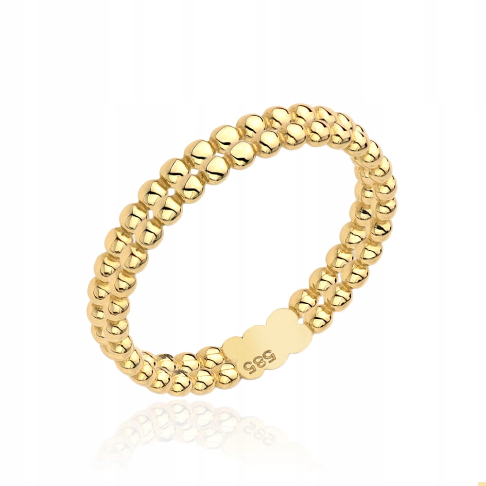 Zlatý prstýnek 585 Kroužek s kuličkami 13r hladké Kuličky 1.47g